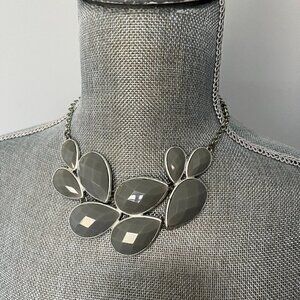 Chunky Silver and Gray Statement Necklace Great Condition